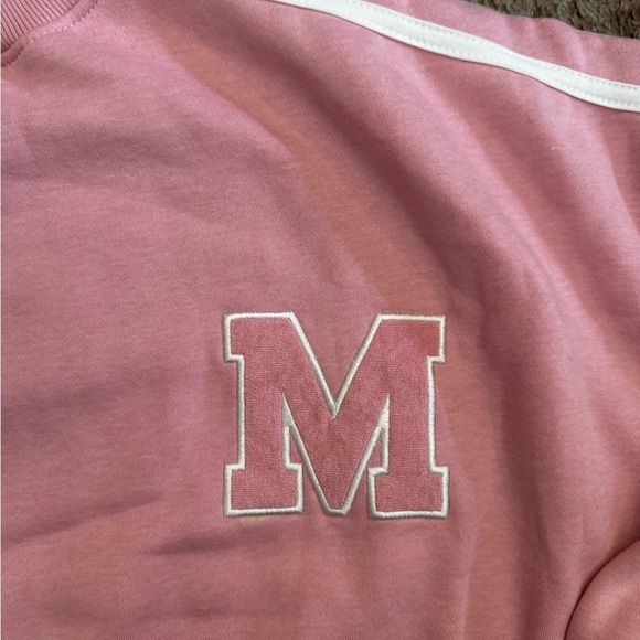 Pink crop sweater M monogram Missguided cotton fleece cropped round neck - Picture 3 of 7